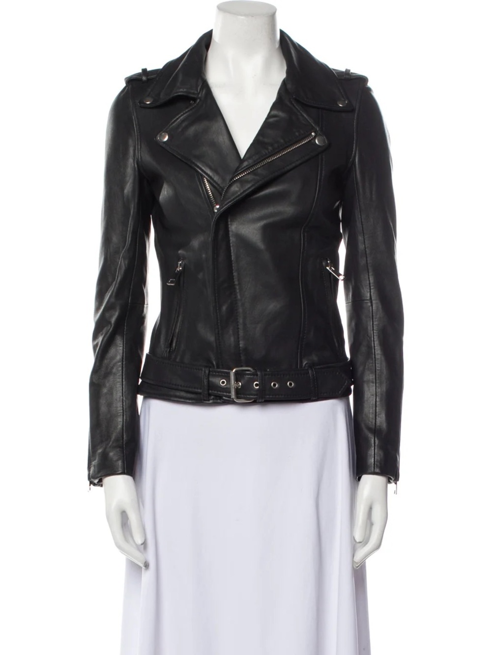 Maje Black Leather Moto Jacket